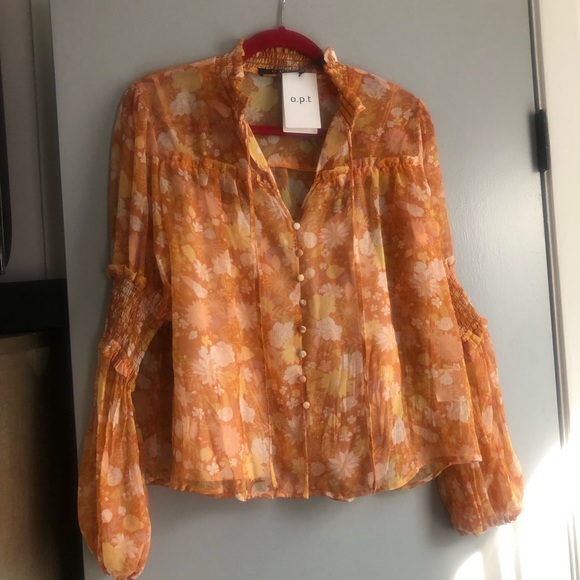 O.p.t smock ruffled sleeves top, size M, new - Picture 1 of 9